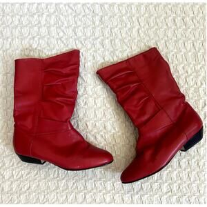 Vintage 80s Red Leather Pull-on Booties
